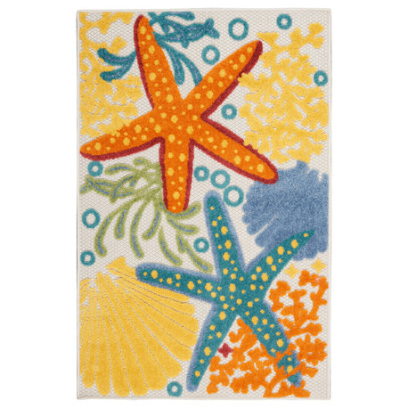 Nourison Aloha 2'8" x 4' Multicolor Coastal, Nautical & Beach Area Rug