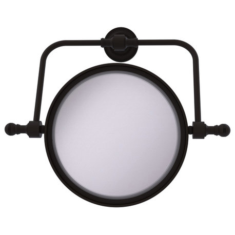 Retro Dot Wall-Mount Make-Up Mirror, 8" Dia, 5X Magnification, Oil Rubbed Bronze