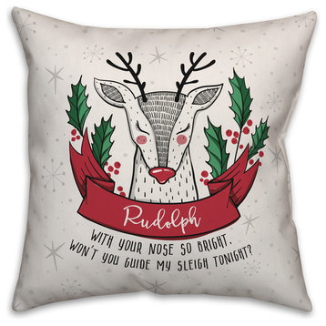 Midcentury Modern Rudolph Throw Pillow, 18"x18"
