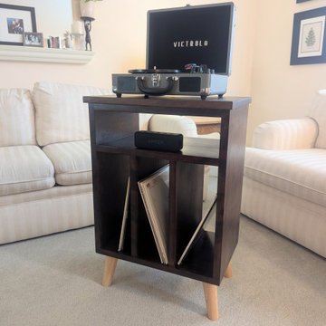 Custom Cherry Record Player Stand | Vinyl Record Storage Cabinet
