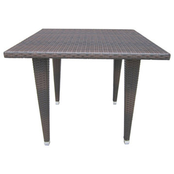 GDF Studio Wiren Outdoor Brown Color PE Wicker Square Table