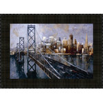 Tangletown Fine Art - "The Bay Bridge" By Marti Bofarull, Framed Wall Art, Ready to Hang - Marti Bofarull is a solid exponent of the generation of painters who have worked with consistency and talent on urban patterns. These fine art prints add an urban edge to your home decor 1.5inch Deep Gallery Wrap Canvas.Printed on a 12 color Giclee printer for a deep rich color gamut.  Thick 290gsm cotton canvas will not sag or drape. Stretched over a kiln dried - finger jointed frame that will not warp. Wire hanger for easy hanging.