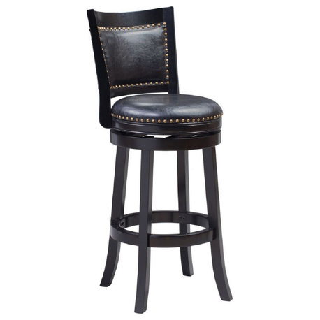 Bristol Swivel Stool, 29" Bar Height Stool, Black