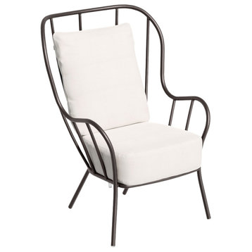 Malti High Back Club Chair, Bliss Linen Cushion, Carbon Powder-Coated Aluminum