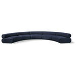 Meridian Furniture - Bale Cream Chenille Fabric Modular Sofa, Navy, 5-Piece, Arc Shaped - Experience the perfect fusion of style and coziness with this Bale navy chenille fabric modular sofa, a standout piece from the Bale collection. A seamless combination of form and function, this sofa offers an inviting place to relax and curl up with a good book. Its luscious soft navy chenille upholstery exudes sophistication and provides unrivaled comfort. The sofa's upholstery has a cross-hatched design for a unique texture, adding to its aesthetic beauty in the living room, study, or lounge.