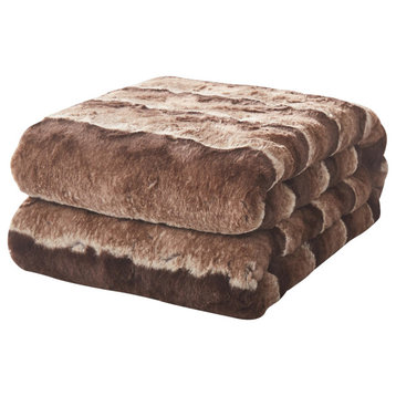 Tache Golden Faux Fur Sherpa Throw Blanket, 63"x87"