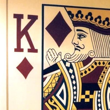 Casino Themed Murals-Art, hand-painted throughout a Game Room in a lower level