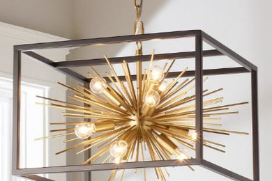 Square gold chandelier