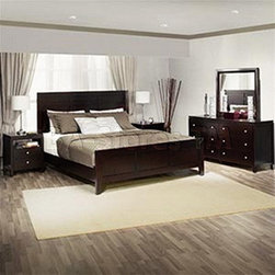 Pompano Bedroom Set (Queen bed with 2 Nightstands, Dresser and Mirror) - Bedroom Furniture Sets