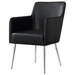Inspired Home - Fergo Dining Chair, Set of 2, Black Leather Pu, Arm Chair, Leg: Chrome - Our trendy dining chairs in set of 2 add stylish intrigue to your dining room and kitchen area. These beautifully upholstered dining chairs create a warm, inviting seating option with a unique style that will add an aura of sophistication to your dining room with its alluring comfort and luxurious style. Choose from a wide variety of available color choices and pattern options to complement your existing color palette.FEATURES: