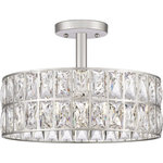 Quoizel Lighting - Quoizel Lighting - Coffman - 3 Light Semi-Flush Mount - 10 Inches high-Polished - Collection: Coffman, Material: Steel, Finish Color: Polished Nickel, Width: 14", Height: 10", Length: 14", Lamping Type: Incandescent, Number Of Bulbs: 3, Wattage: 60 Watts, Dimmable: Yes, Moisture Rating: Damp Rated, Desc: From rustic to retro and craftsman to contemporary, Quoizel offers something for every style. With top grade materials and impeccable craftsmanship, Quoizel withstands the test of time in both quality and design. No matter the room, our lighting will transform your space and allow your personal style to shine through.   Warranty: 1 Year   Room Style: Bathroom/Closet/Entry/Foyer    / Canopy Included: Yes    / Shade Included: Yes    / Cord Length: 6.00    / Canopy Diameter: 4.75 X 4.75   .  Assembly Required: Yes    / Canopy Included: Yes    / Canopy Diameter: 4.75    / Bulb Shape: B10    / Dimmable: Yes    / Shade Included: Yes   . ,-Coffman - 3 Light Semi-Flush Mount - 10 Inches high-Polished Nickel Finish-Coffman Semi-Flush Mount, Semi-Flush Mount,, drum shape semi flush mount, drum semi flush ceiling light, glam semi flush mount, glam semi flush ceiling light, transitional semi flush mount, transitional semi flush ceiling light, crystal lighting, crystal semi flush ceiling light, crystal semi flush light, shaded semi flush mount, shaded semi flush ceiling light, crystal lighting, crystal semi flush ceiling light, crystal semi flush light, polished nickel finish semi flush ceiling light,-QF4046PK