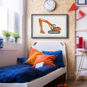 "Excavator Truck" Framed Painting Print