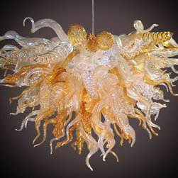 Golden Glow Blown Glass Chandelier by Robert Kuster - Chandeliers