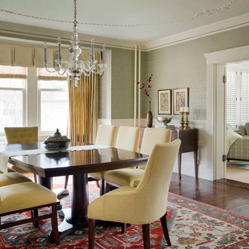 Serene & Color-Infused Waban Victorian: Dining Room