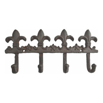 Wall Mounted Key Holder with 4 Hooks,Coat Rack Molded into The Word Home Decorative and Ergonomic Design Screw and raw Plugs Included,Cast Iron