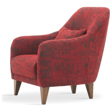 Enza Home Fiore Wood & Polyester Fabric Armchair in Red/Walnut