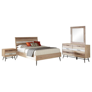 Coaster Marlow 4-piece Queen Wood Bedroom Set Rough Sawn Multi and Brown