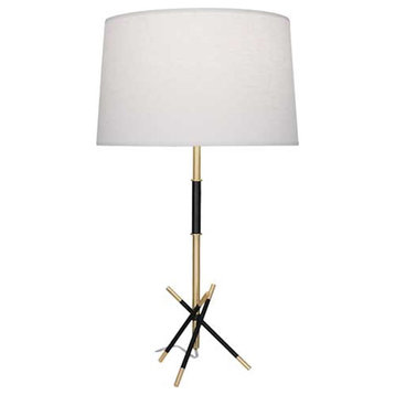 Robert Abbey Thatcher 1 Light Table Lamp, Modern Brass/Matte Black