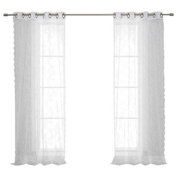 Sheer Rose Embroidered Curtains, 52"x84"
