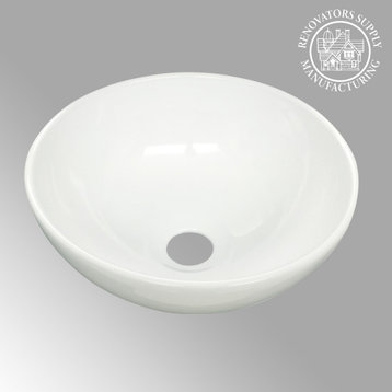 Small Round Bathroom Sink Countertop Vanity Vessel Sink 11.25" L Ceramic Bowl