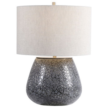 Uttermost Pebbles 1-Light Metallic Gray Table Lamp, 28445-1