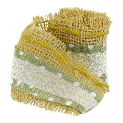 Shea's Wildflower - Burlap Ribbon,3"W X  60" L, Green and Natural - Artificial Flower Arrangements