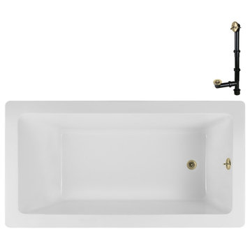 Streamline 72 in. x 36 in. Acrylic Drop-In Bathtub, Polished Brass