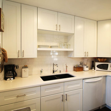 East Denver Minimalist White Bathroom & Kitchen Renovation