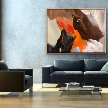 Blue Black LARGE Canvas Wall Art Contemporary black Modern Room Decor