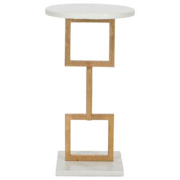 Sydney Silverleaf Accent Table, Gold/White