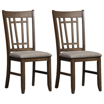 Lattice Back Side Chair-Set of 2 Mission Brown