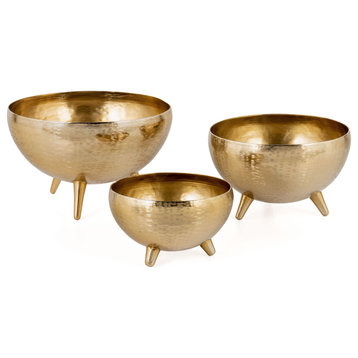 Yasmeen Gold Metal Planter Bowls, Set of 3