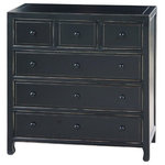 Wayborn - Suchow Dresser Chest, Black - Compact Suchow dresser chest is just the right size for guests or kids. Handsome Asian-inspired chest features six multi-size drawers, perfect for clothes and fashion accessories. Classic antique black finish wood chest will complement any traditional or modern decor.