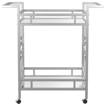 Furniture of America Olema Contemporary Metal 2-Shelf Serving Cart in Chrome