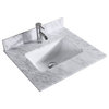 24" White Bathroom Vanity With Marble Top & Backsplash, Single Hole Sink Top