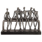 Uttermost - Camaraderie Figurine - Textured figurines with an appearance of hand molding finished in a heavily aged silver displayed on a porous textured, aged black base.