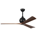 Matthews Fan - Irene-3, Ceiling Fan, Matte Black Finish/Walnut Tone Blades, 60" - Cutting a figure like no other, the Irene-3 is rustic, yet strikingly modern design that transforms the look of any space it inhabits. Lauded by designers for how the solid wooden blades are neatly joined, this indoor ceiling fan makes your space feel cooler and more comfortable. The globe-shaped body makes the style more personable, and even helps uphold that signature minimal profile. As the original model that started the line, the Irene-3 brings a warm and natural feel to any modern home.