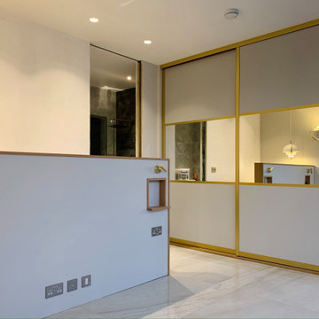 Extra large gold framed sliding doors