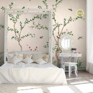 Chinoiserie Pattern Wallpaper, Birds and Branches