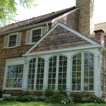 Beautiful Suburban Traditional Rustic Home - White Detailed Wood Exterior House
