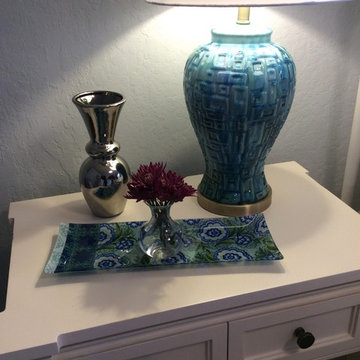 Serene blue, gold and silver master bedroom