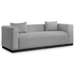 Meridian Furniture - Alfie Linen Textured Fabric Upholstered Sofa, Grey - Make this Alfie linen textured fabric living room sofa the center a cozy reading nook. This overstuffed chair is stunning from angles, with its contemporary design elements and chic rich greqy color. Plumply stuffed with fluffy fill to create the ultimate space for snuggling up with your favorite reading material or while binging on the latest TV program. The sofa rests on a black finish solid wood base for stability and added contrast with its beige upholstery.