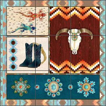 Ceramic Tile Southwest Junction 1 by Aurelia Manouvrier, 18"x18", 6" Tiles