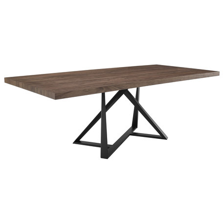 Modrest Keanna Modern Industrial Walnut and Black Dining Table