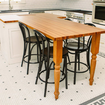 Sinker Cypress Kitchen Island w/ Inset End Grain Cutting Board