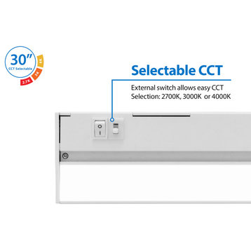 NUC-5 Series Selectable LED Under Cabinet Light, White, 30