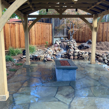 Firepit Patio with Custom Waterfall