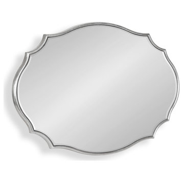 Leanna Scalloped Oval Wall Mirror, Silver, 18x24