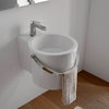 Round White Ceramic Bucket Wall Mounted or Vessel Bathroom Sink, One Hole