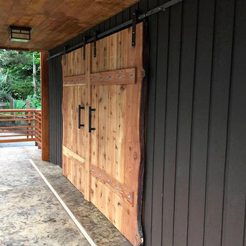 Double Out Door Barbeque Grill Barn Doors